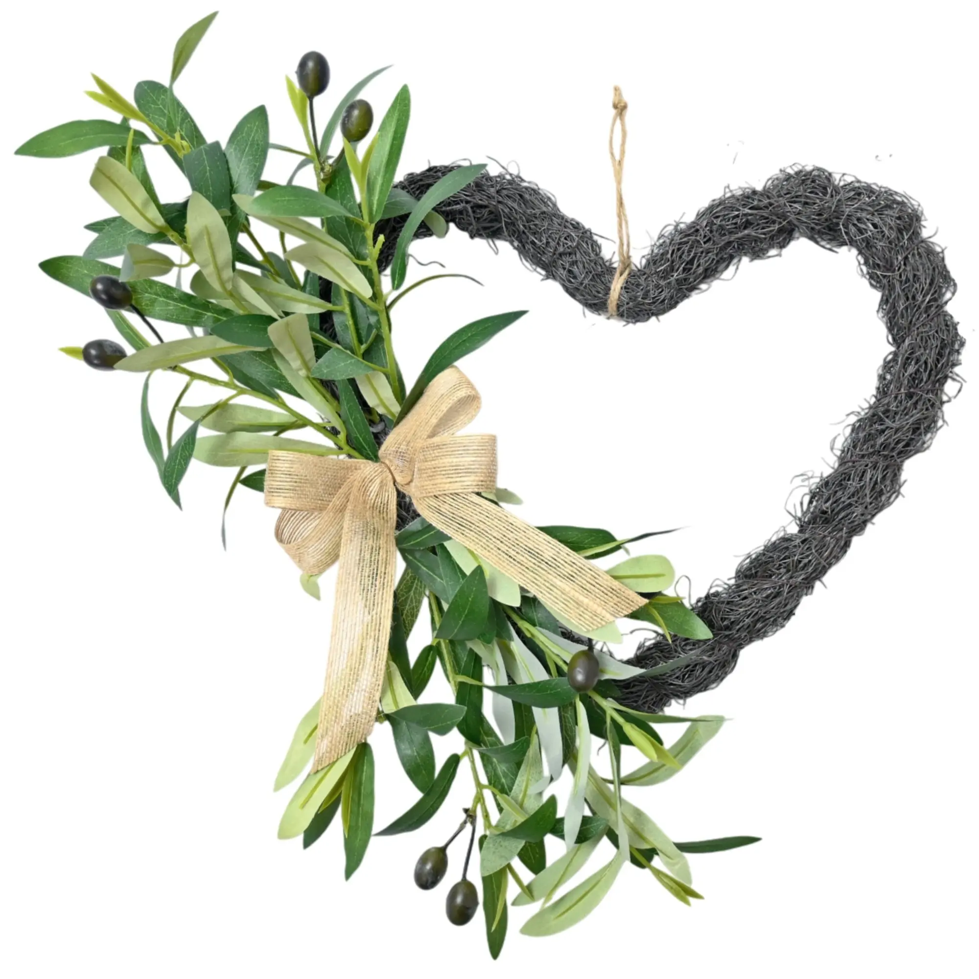 1pc Artificial Olive Wreath, with Olive Leaves, Bean for Front Door Indoor Outdoor Farmhouse Home Wall Window Festival Wedding Decor