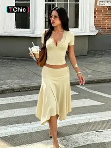 Floral Print Top and Skirt Set, Elegant Women's, Chic, Perfect for Daily Wear, Comfortable and Stylish Design, Ideal for All Seasons