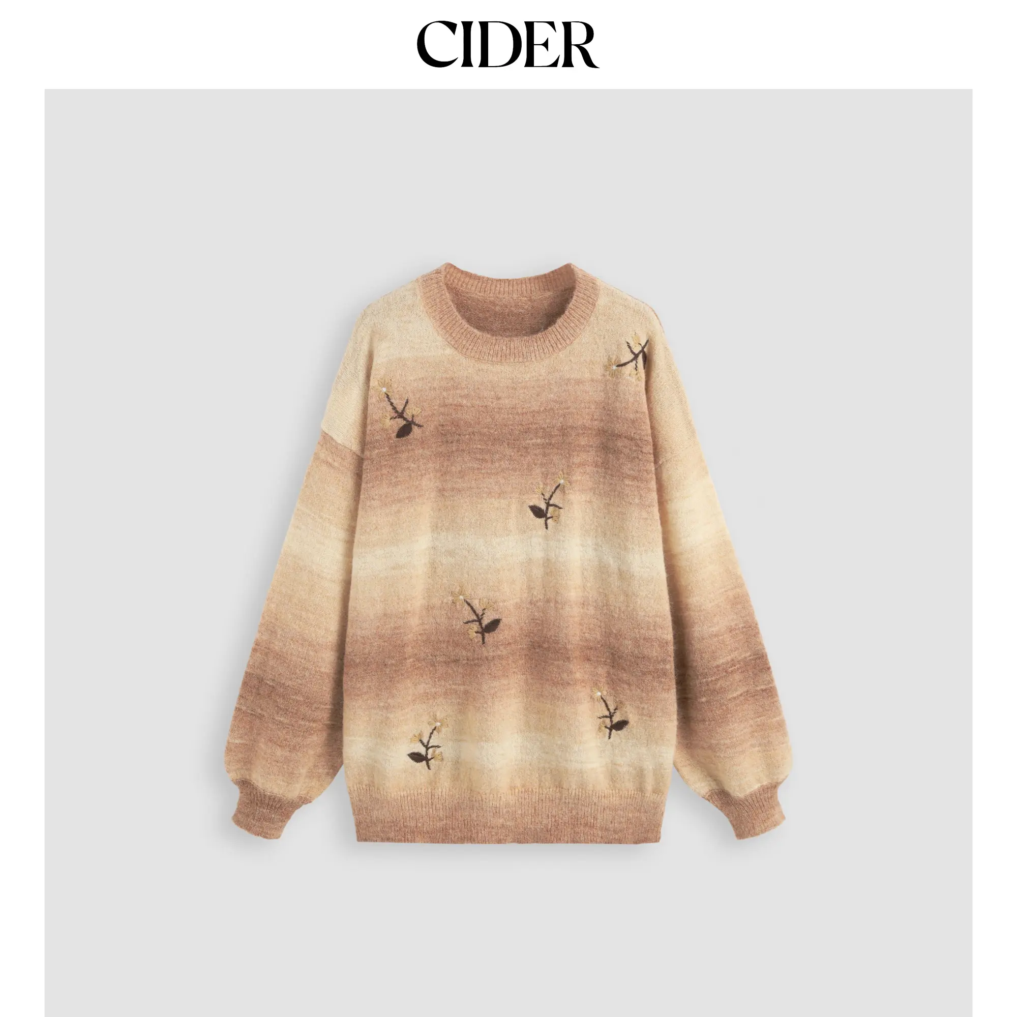 Cider [size 2-10] Wool-blend Round Neckline Tie Dye Flower Knitted Sweater