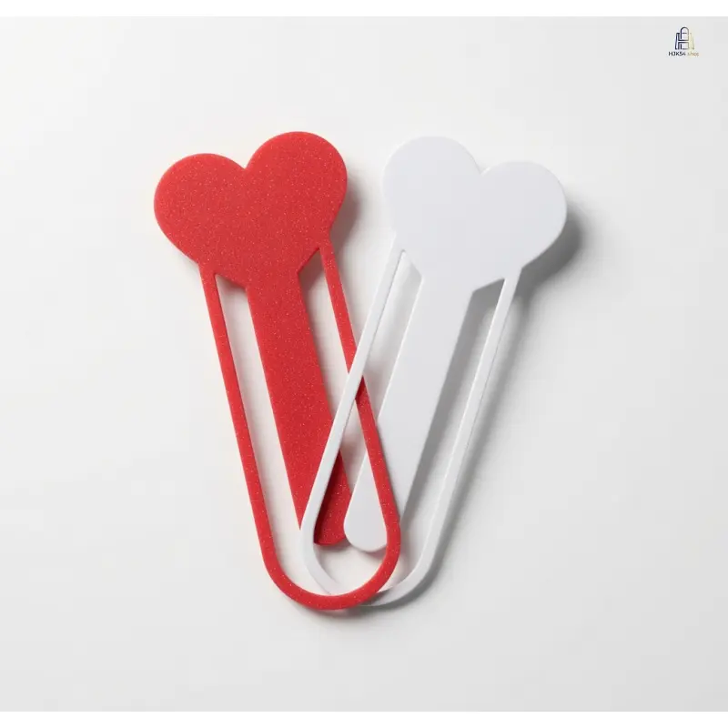 3D Printed Heart-Shaped Paper Clip Bookmarks, Solid Red-White Trendy Page Markers, Durable Cute Clips Firmly Reading Accessories, Minimalist Fashion Accessory Gift for Bookworms, Red Glitter, Heart Styles, Long-Lasting