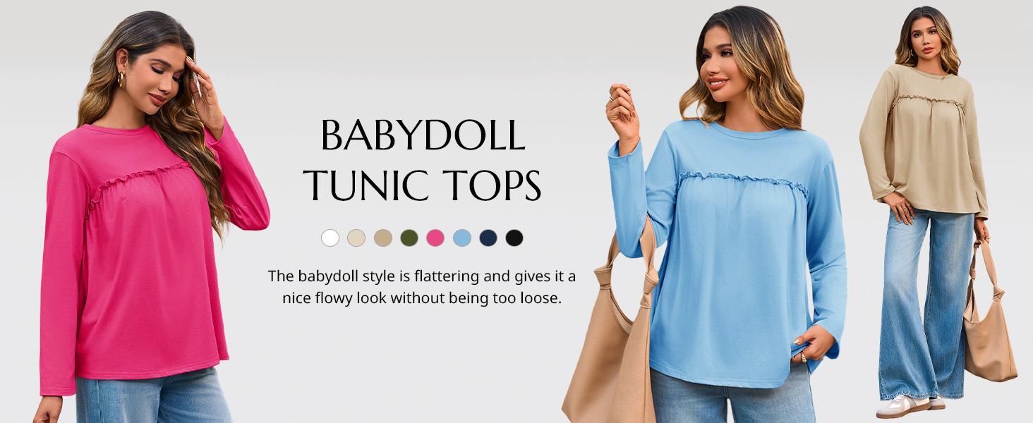 Womens Summer Babydoll Tunic Tops Pleated Short Sleeve Crew Neck Peplum T Shirts Casual Loose Fit Outfits Womenswear Blouse church outfit Breathable Chic