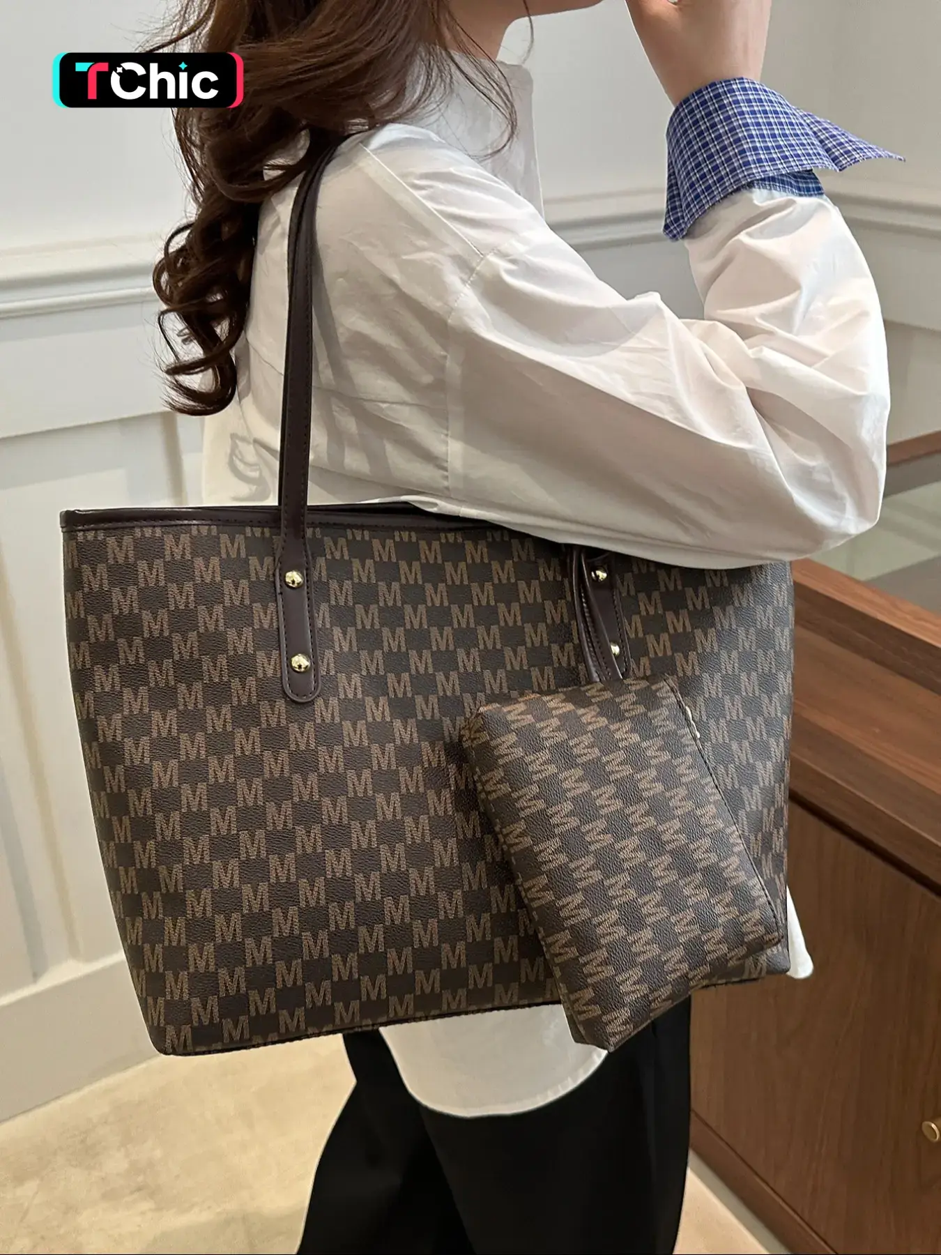 Women's Fashionable Letter Pattern Tote Bag & Wallet, Casual Large Capacity Shoulder Bag & Wallet, Trendy Versatile Commuting Bag Set for Daily Use, Stylish Tote Bag, Trendy Commuter Bag, Daily Commuting Bags