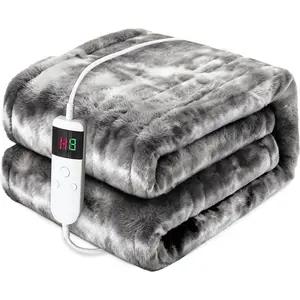 Heated Electric Blanket Throw 50''x60'' - Fast Tie-Dye Heating Blanket, Washable Heat Blanket 10 Heating Settings, 8h Timer Auto Off & Heated Protection, Soft Flannel & Sherpa Material