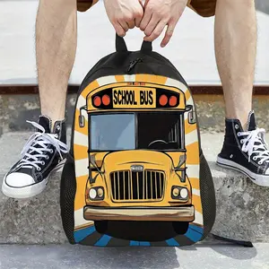Cute School Bus Front Design Backpack, Fun Cartoon School Bag for Elementary Students