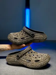 Men's Eva Sandals, Adjustable Thick Sole, Retro Alligator Texture, Beach & Outdoor, Sizes 38-47, Comfortable & Durable