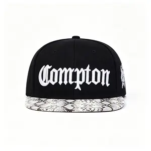 2026 Black and White Pattern Compton Street Dance Flat-Brim Hat, Trendy Hip-Hop Sunshade Casual Embroidered Hat, Good Quality Fabric, Birthday Gift