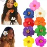 Tropical Bohemian Hibiscus Flower Hair Clips Set (4/9 Pcs) - Colored Plastic Floral Clips & Hair Pins with Gem Accents, Lightweight Coastal Decoration Accessory for Beach Trips & Daily Wear, Unisex Fashion Accessory, Hibiscus Flower Clip