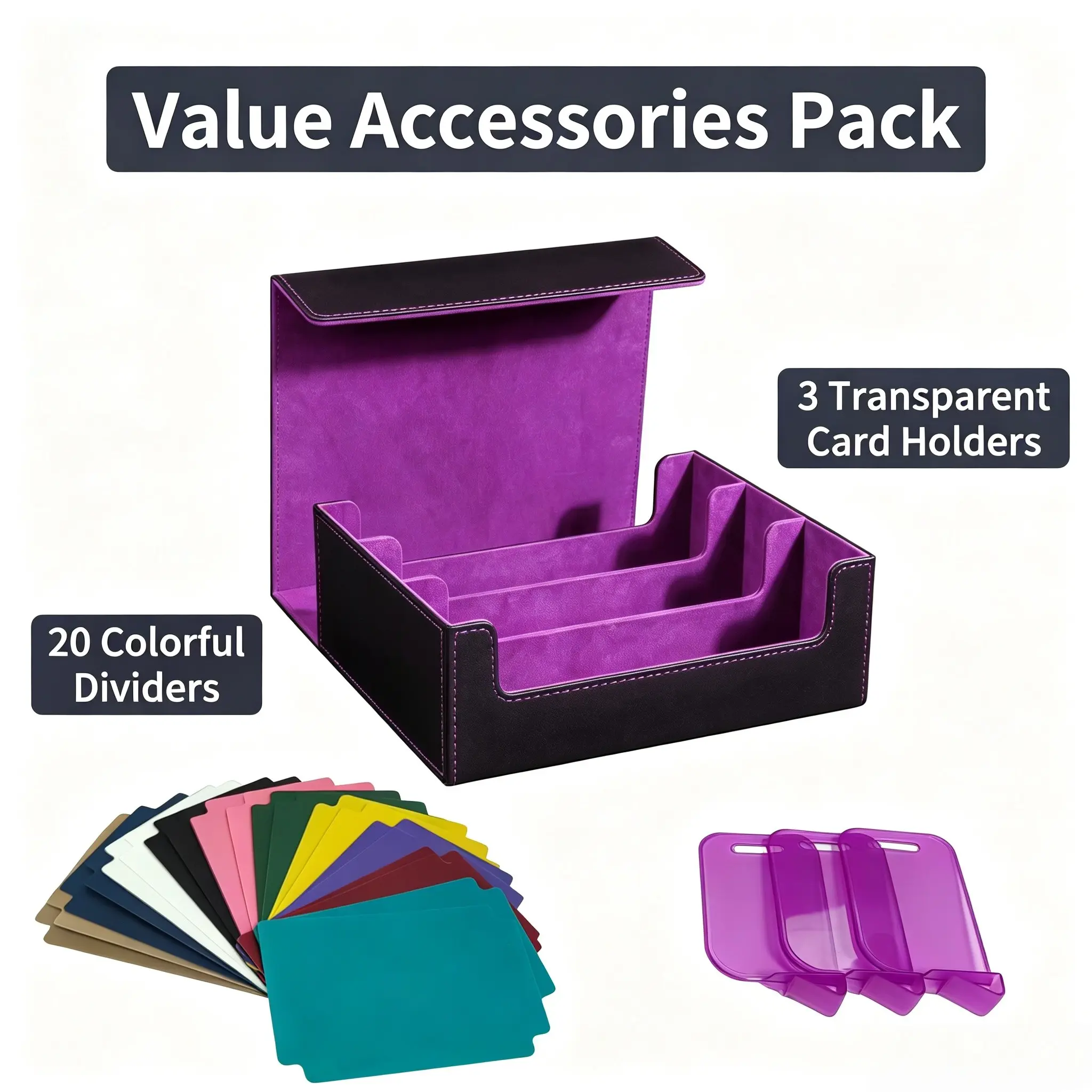 24-Piece Professional Card Storage Box Set, Magnetic PU Leather, Ideal for Collectors, Gamers, Dust-Proof Organizer, Large Capacity