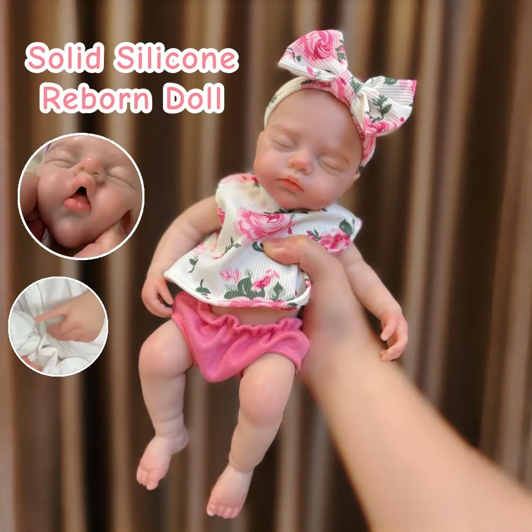 Otarddolls Lifelike Realistic Newborn Soft Doll, 12.2in Solid Silicone Reborn Baby Girl Doll Irys, Hand-Painted Skin, Openable Mouth, Flexible Joints, Ideal Birthday Gift for Families, Soft Dolls
