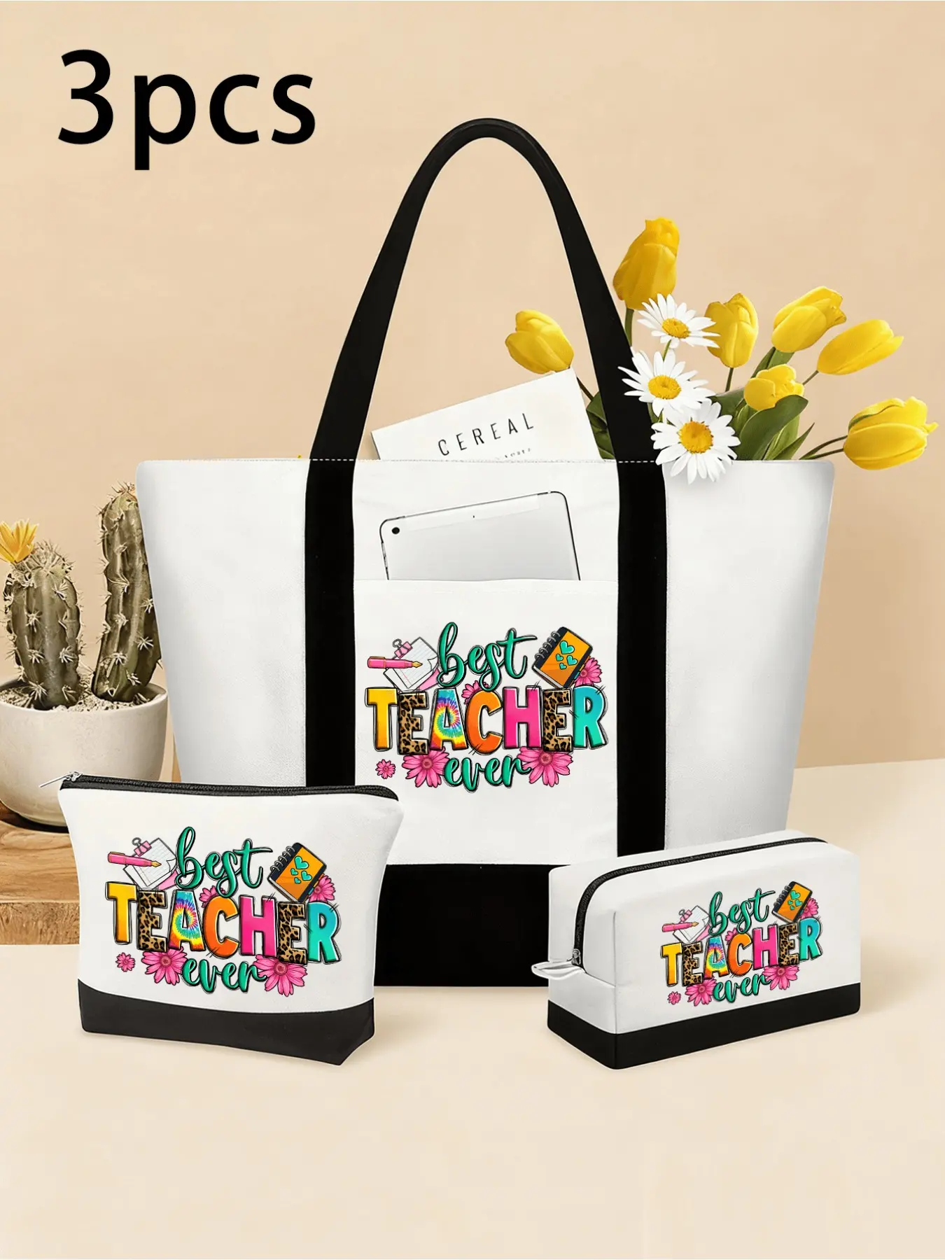 Flower Canvas Handbag, Crossbody Bag, Makeup Bag, Small Square Bag, Personalized Gift Bag, Large Capacity Travel Bag