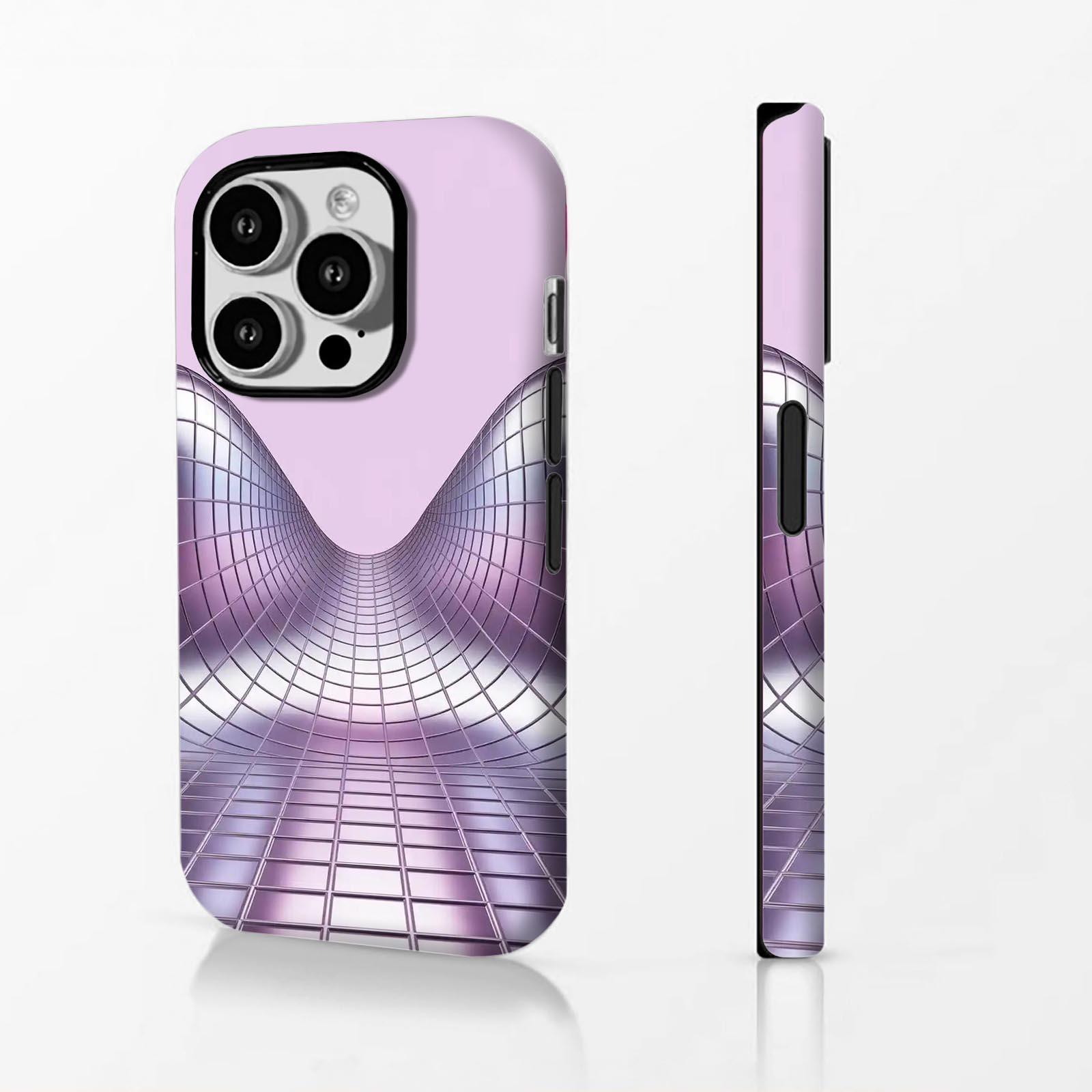 purple, grid, tunnel Soft And Hard Two-In-One Film Printed Full Pattern Case For IPhone 16 15 14 13 1211 Pro Max Plus Phone Case