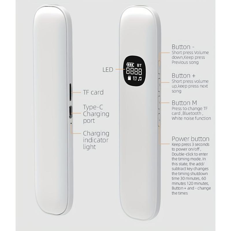 BLD07 Bone Conduction Wireless Speaker, Portable Music Player, No Earbuds Needed, Auto Power-off Function, Built-in 11 White Noise Options, Gentle Sounds for Bedtime Relaxation, Suitable for Bedrooms, Dormitories, and Offices