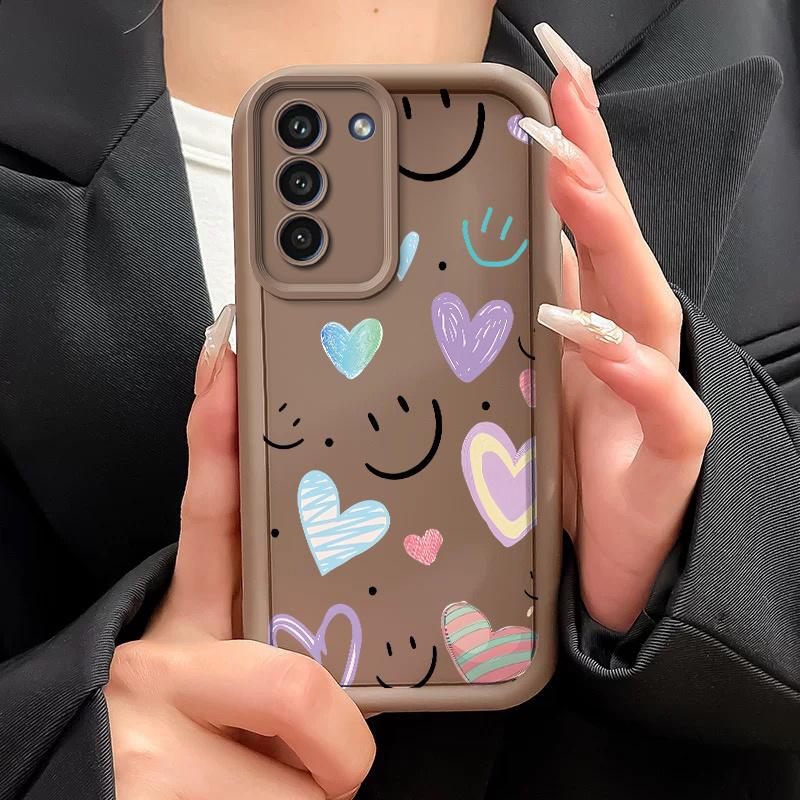Phone case: Phone Case Suitable for Samsung for Samsung Galaxy S26 S25 S24 S23 S22 S21 Fe Plus Ultra A13 A14 A15 A16 A17 A33 A34 A35 A36 A52 A53 A54 Note20 TPU Protective casing Shockproof Trendy Shell Cute Face And Graffiti heart Back Cover