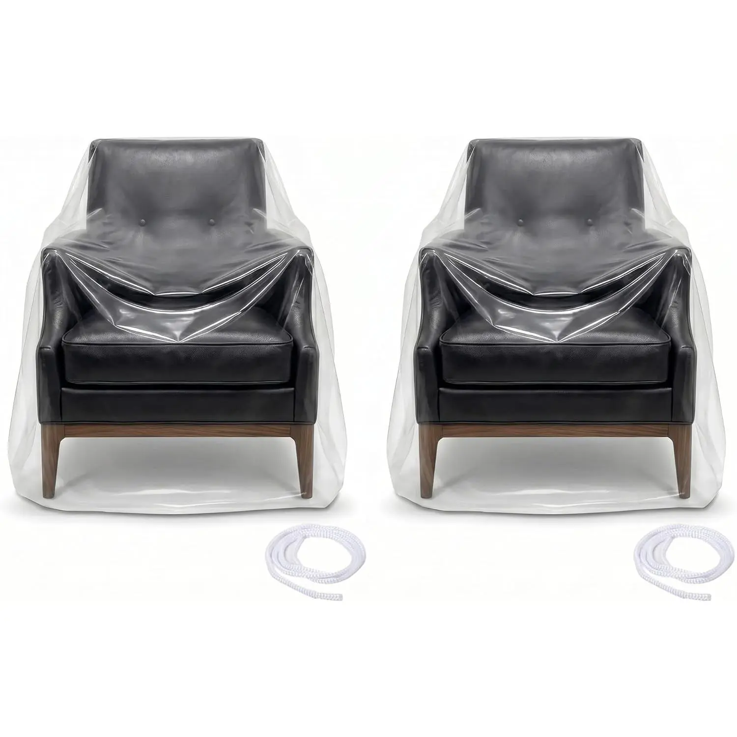 2 Pack 4 Mil Thick Waterproof Clear Plastic Recliner Chair Covers, Heavy Duty Furniture Protectors for Moving Storage, Anti Cat Scratching Armchair Cover 65x43x35"