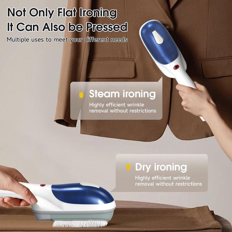 Electric Handheld Steam Iron, Travel Size Compact Mini Professional Handheld Garment Steam Iron w/ Cloth Brush Crease Dual Tool Accessory, Powerful Penetrating Steam Removes Wrinkles, Perfect for Home, Office and Travel Use, Portable Garment Steamer