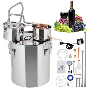 GARVEEStainless Steel Alcohol Distiller Kits with Copper Tubes, Available in 3Gal, 5Gal (2 or 3 Pots), and 10Gal (2 Pots) Options, Featuring Circulating Pump for Home Brewing Whisky, Wine, and Brandy