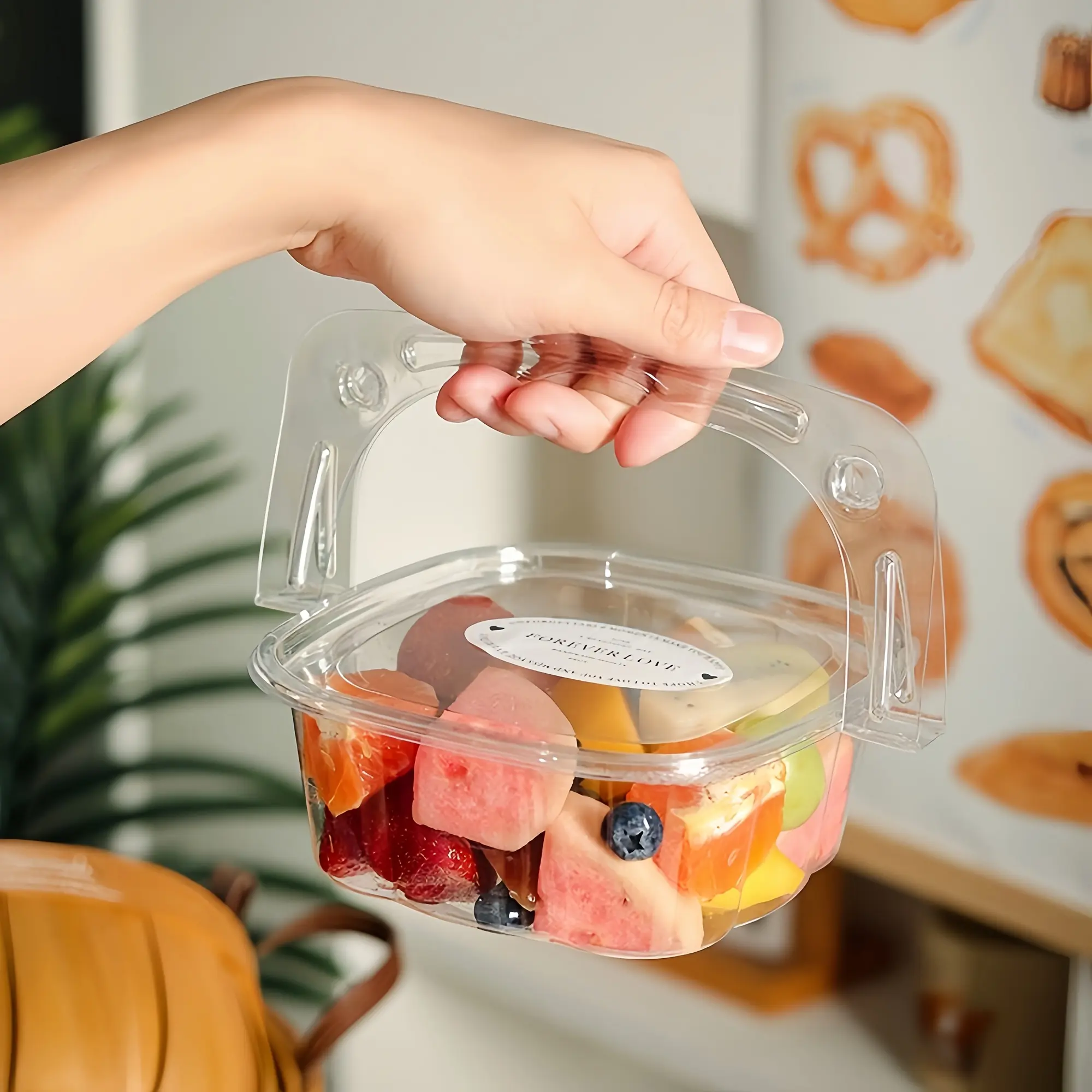 30pcs Set of Disposable Transparent Handle Packaging Boxes, Baking Supplies, Container Suitable for Baked Goods, Desserts, Fruit Salads, Camping Picnics, Spring Outings, Fresh-cut Fruit Packaging