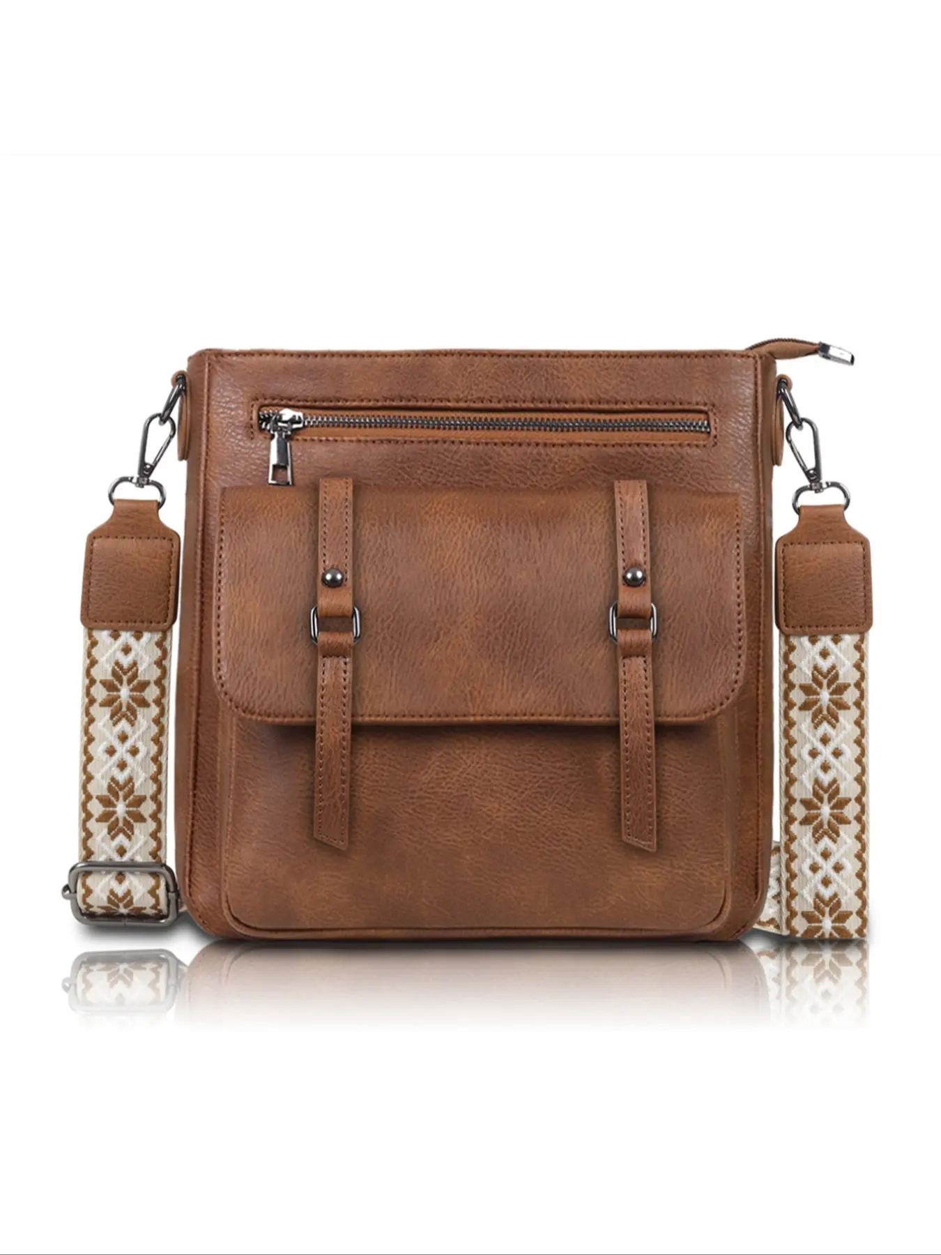 Vintage Women's Crossbody Bag, Multi-Pocket Shoulder Bag, Vegan Leather Travel Wallet, Adjustable Strap, Suitable for Commuting