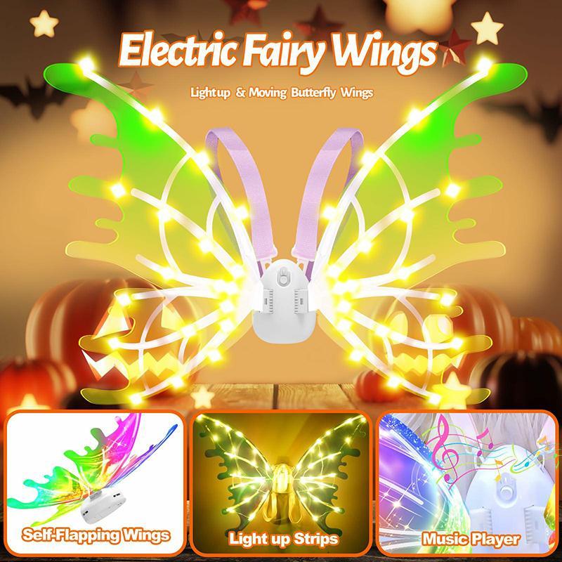 LED Light Up Butterfly Wings, 1 Count Battery Powered Colorful Glowing Butterfly Wings, Novelty Lighting for Party, Festival & Holiday, Butterfly Props, Party Supplies (Batteries Not Included)