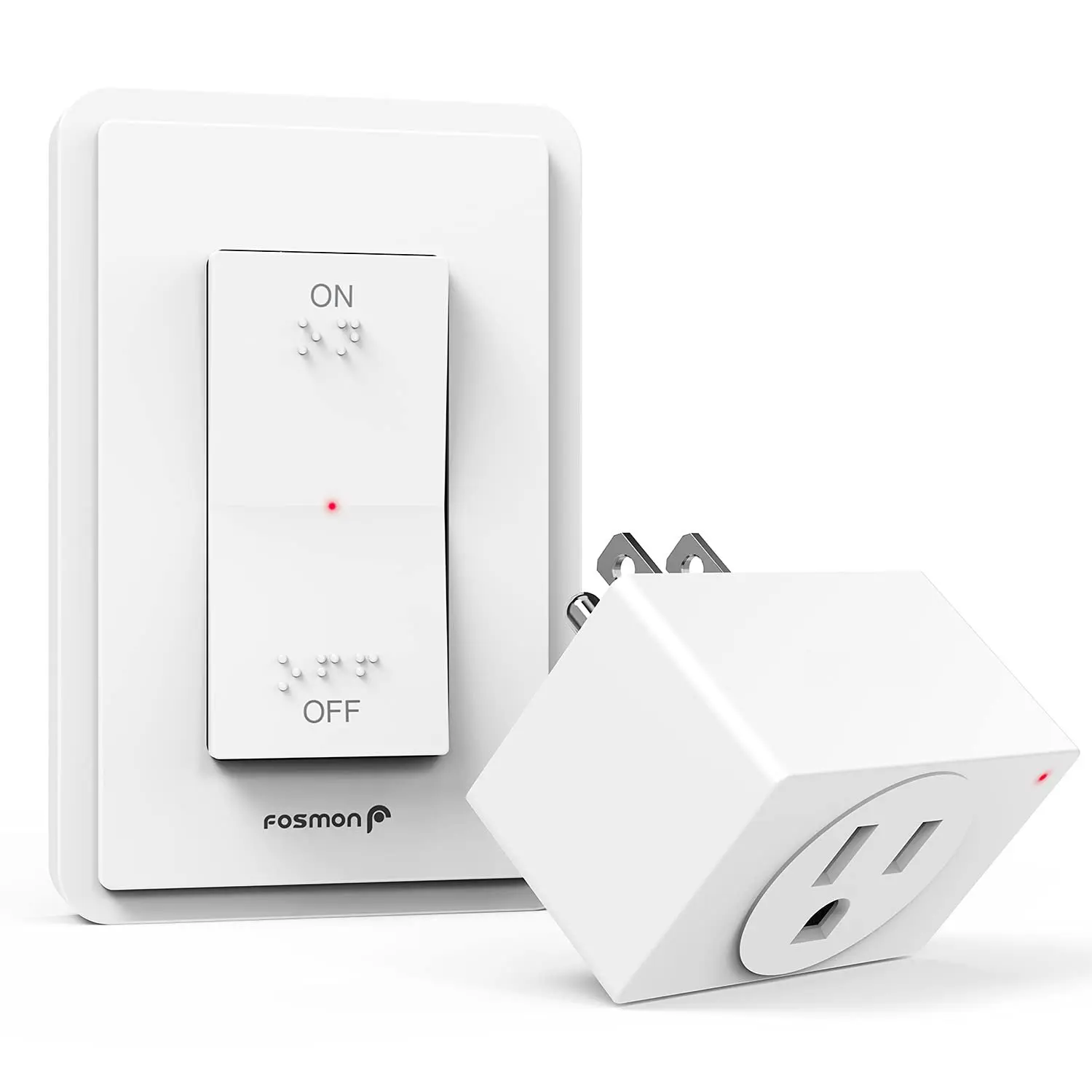 Remote Control Outlet Plug Indoor,  Operated Light  with Braille /Off Mark, for Lights, Christmas Tree, No Interference, 15A/1875W, No Wiring & Expandable