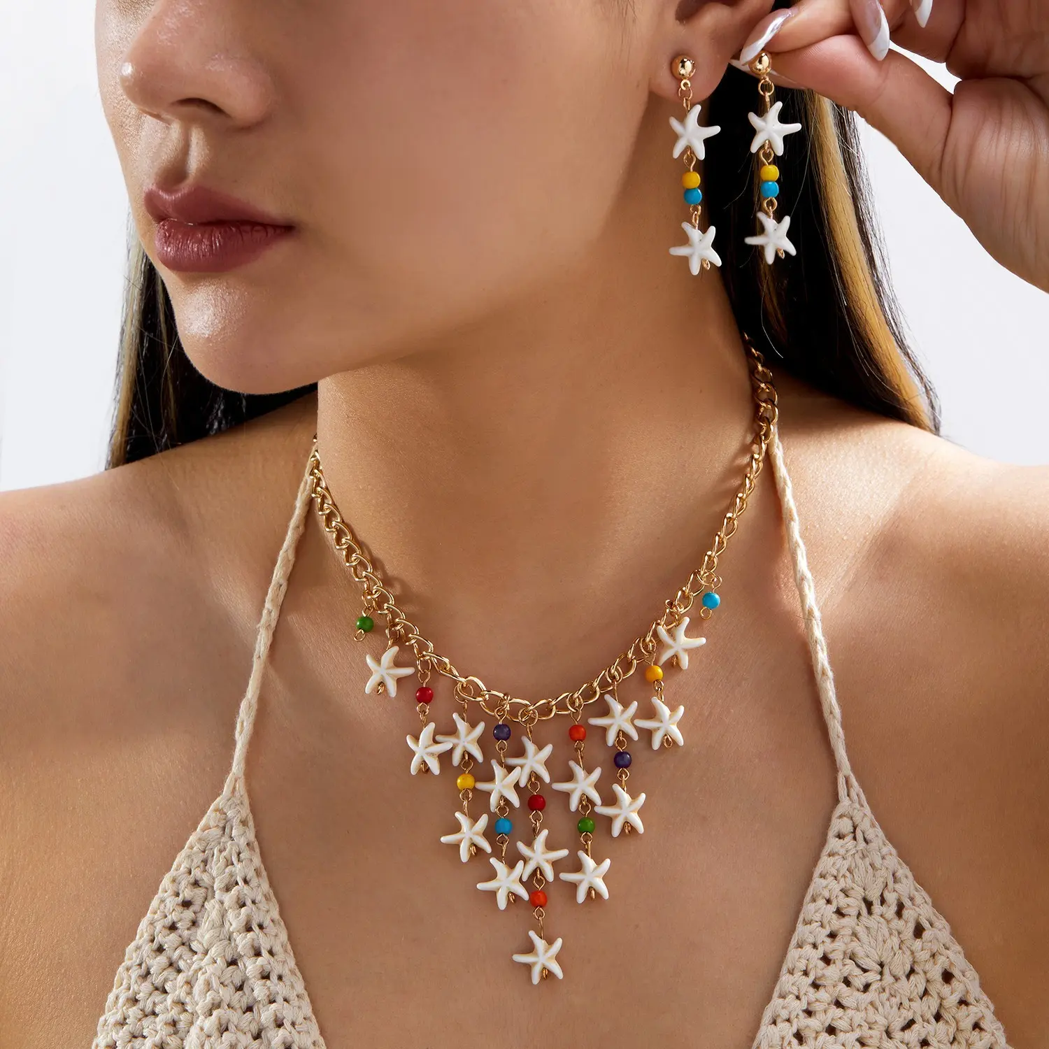 Coastal Beach Jewelry Set for Women, Ocean Inspired Starfish Pearl Necklace and Earrings Set, Dainty Summer Jewelry with Sea Star Design, Elegant Vacation Accessories for Beach Trips, Cruise Travel, Wedding Events and Everyday Summer Outfits