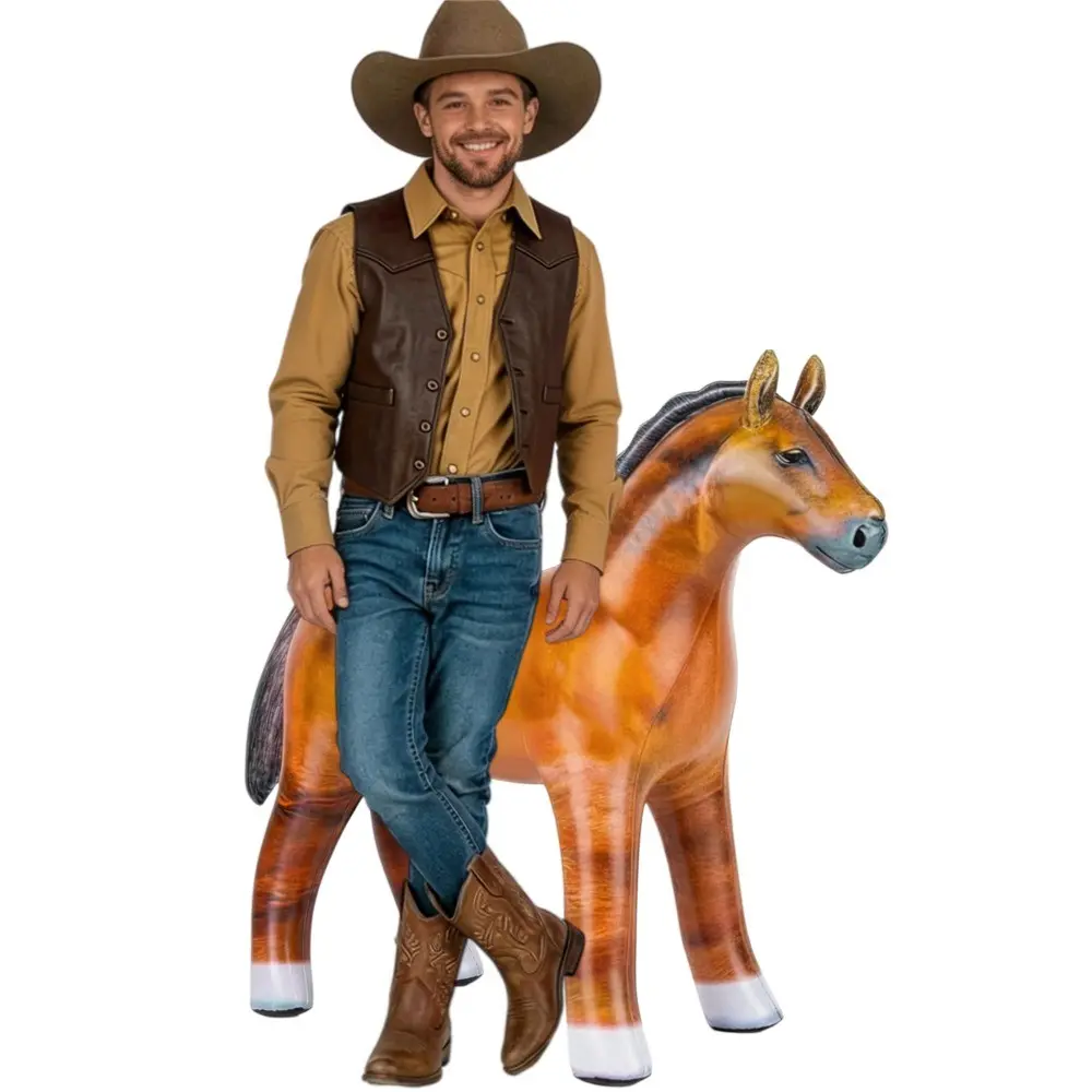 37-Inch Large Inflatable Horse, Realistic Horse for Decoration, Party Props, Reusable, Halloween, Christmas, Thanksgiving Decorations