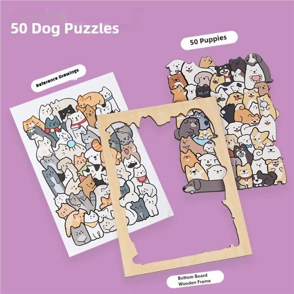 (TK Temu only supports self pickup)Animal Wooden Jigsaw Puzzles with Photo Frame,50 Pieces Pet Unique Shape Puzzle Educational Toys,Birthday Gifts for Adults Kids Girlfriend