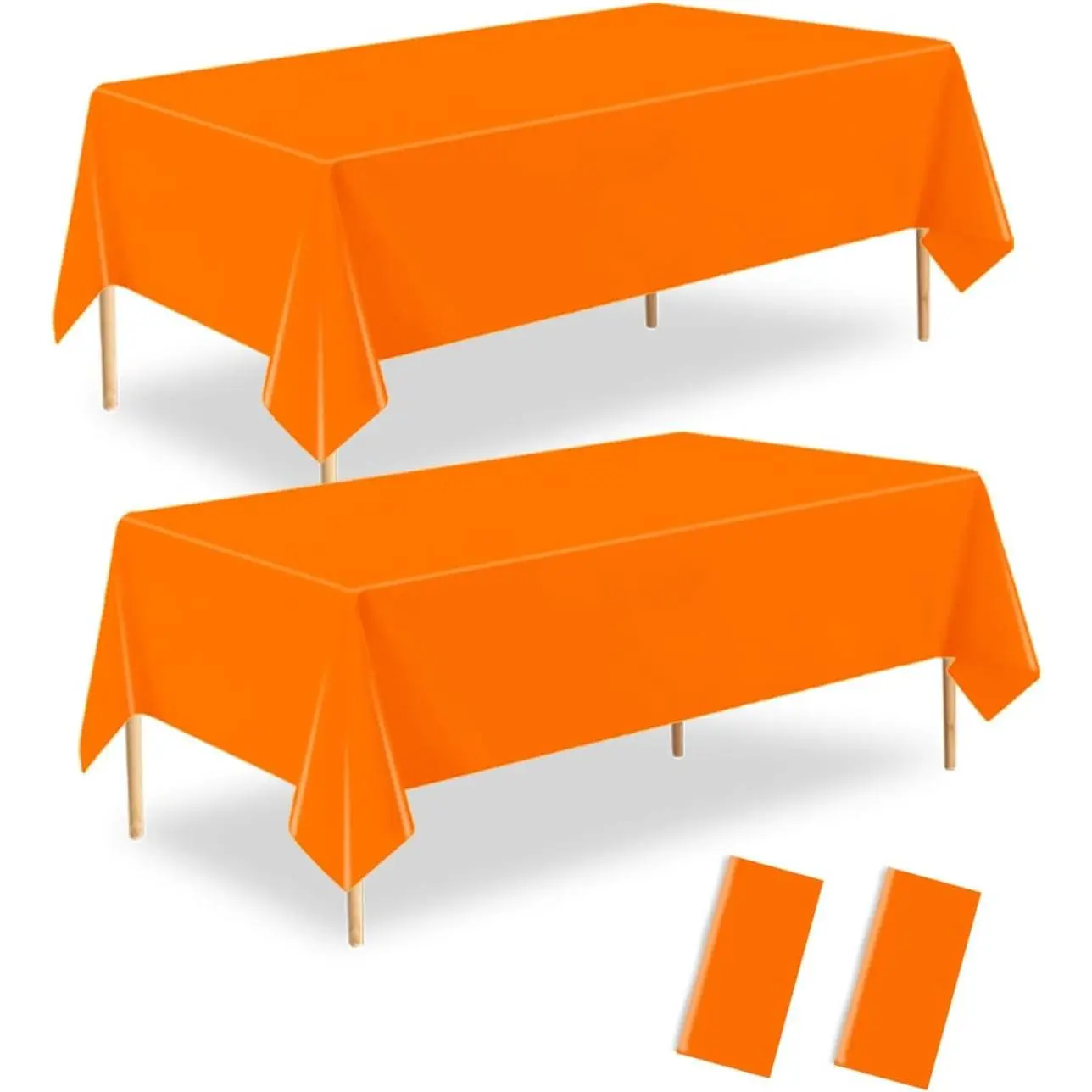 Orange Plastic Tablecloth 2 Pack 54 X 108 Inch Disposable Rectangle Table Cloth for Wedding Birthday Thanksgiving Fall Decorations