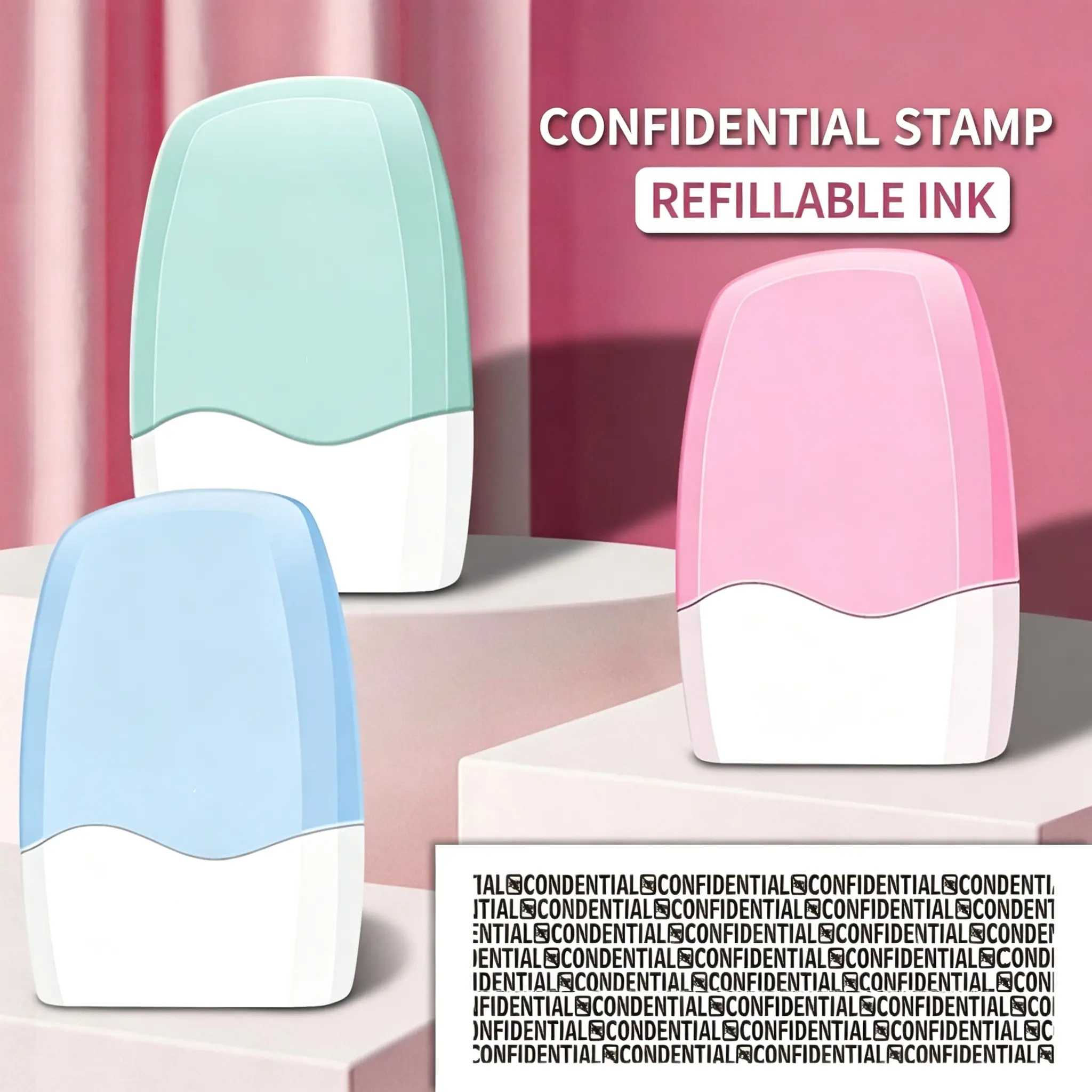 Large Size Refillable Ink Self-Inking Rolling Stamp - Polyurethane & ABS Confidential Roller Stamp for DIY Projects, Wide Coverage Identity Info Hiding, Shipping Label Barcode Protection, No Excessive Promotions, As The Picture Shows, Business Secret Agre