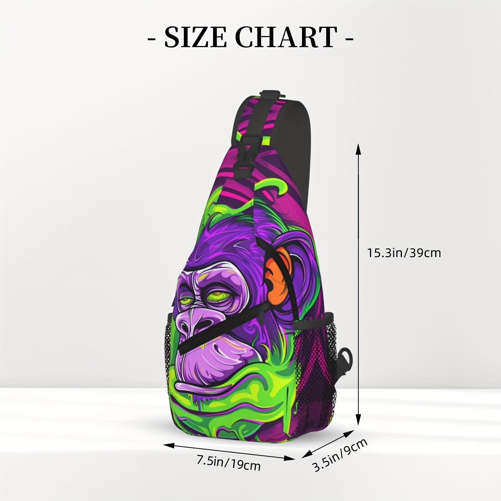 A Vibrant Gorilla-Themed Crossbody Chest  Suitable for Hiking, Featuring a Spacious Design.This Stylish And Sturdy  Is Perfect for Shopping, Work, Leisure Trips, Beach Outings bag