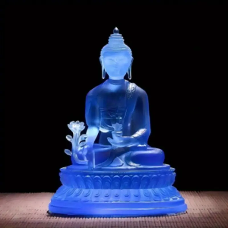 4.7inch Blue Water Glass Sculpture, Resin Material, Christmas Gift, New Year Gift, Desktop Decoration, Buddha Statue