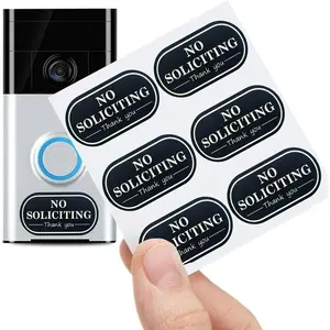 Small No Soliciting Sign for House,6 Pcs No Soliciting Sign,with Glow in The Dark Stickers, Size  for Video Doorbell,Compatible with  Doorbells