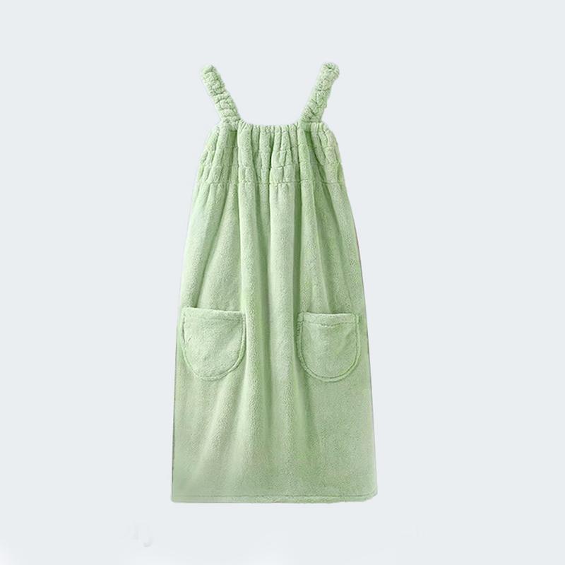 Wearable Bath Towel & Hair Dryer Hat Set, Coral Fleece Shower Skirt, Absorbent Robe with Pockets, Must-Have Bathroom Accessories, Super Absorbent Towel