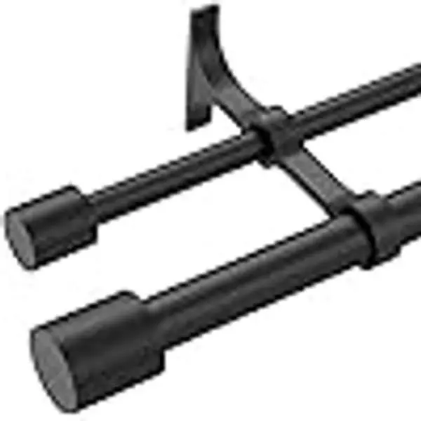 Double Curtain Rods for Window 72 to 144 Inch (6-12ft), Matte Black Double Drapery Rod, Heavy Duty 1 Inch Front 5/8 Inch Back Decorative Dual Window Rods with Cap Finials