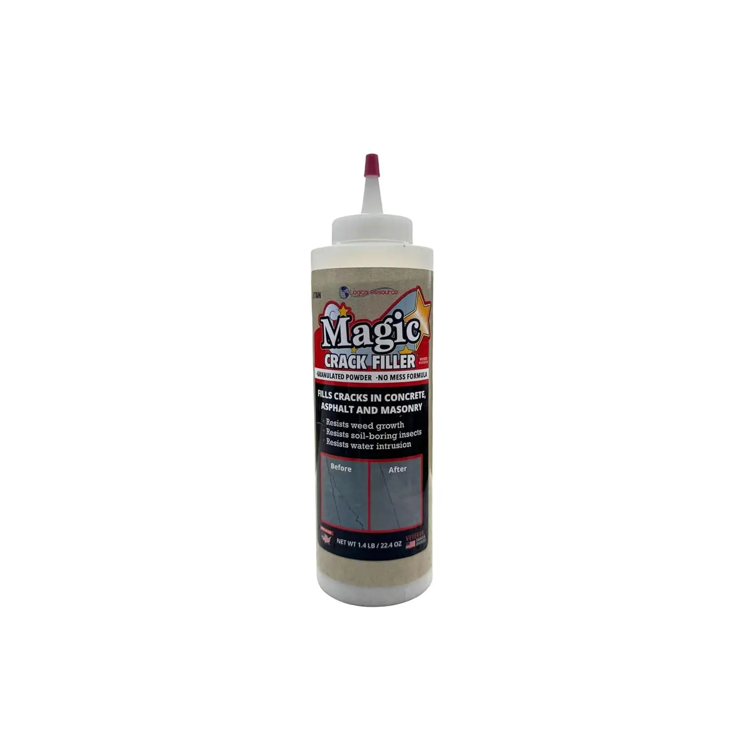 Tan 1.4 LB Magic Crack Filler Bottle, Tan - Easy, No-Mess Crack Repair for Concrete, Masonry & Asphalt - Durable & Weather-Resistant
