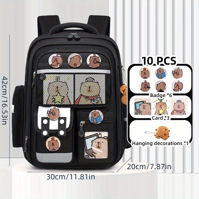Cute Cartoon Capybara Backpack - Large Capacity Multi-Pocket School Bag with Adjustable Straps, Durable, and Design Students, Casual Daypack |       Design |       Zippered Backpack, School Backpack Girl, Backpack Teenager, Capibara