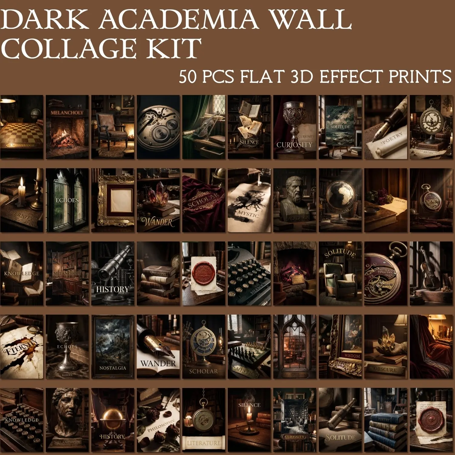 ✨Gothic Room Makeover✨ 50 Pcs Dark Academia Wall Collage Kit 4x6 Inch Aesthetic Room Decor Photo Prints Unframed 230GSM High Glossy Paper Vintage Poster Art Set Cool Wall Art for Bedroom Study Dorm Desk Wall Decor