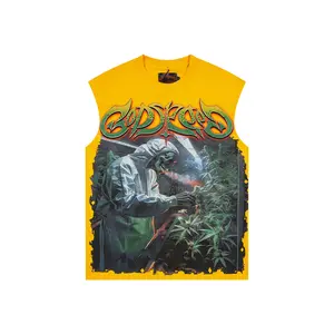 Godspeed Sleeveless Botanical Graphic Tee – Unisex Oversized Summer Tank Top, Vintage Hip Hop Streetwear Vest, Loose Casual Urban Fashion Outfit