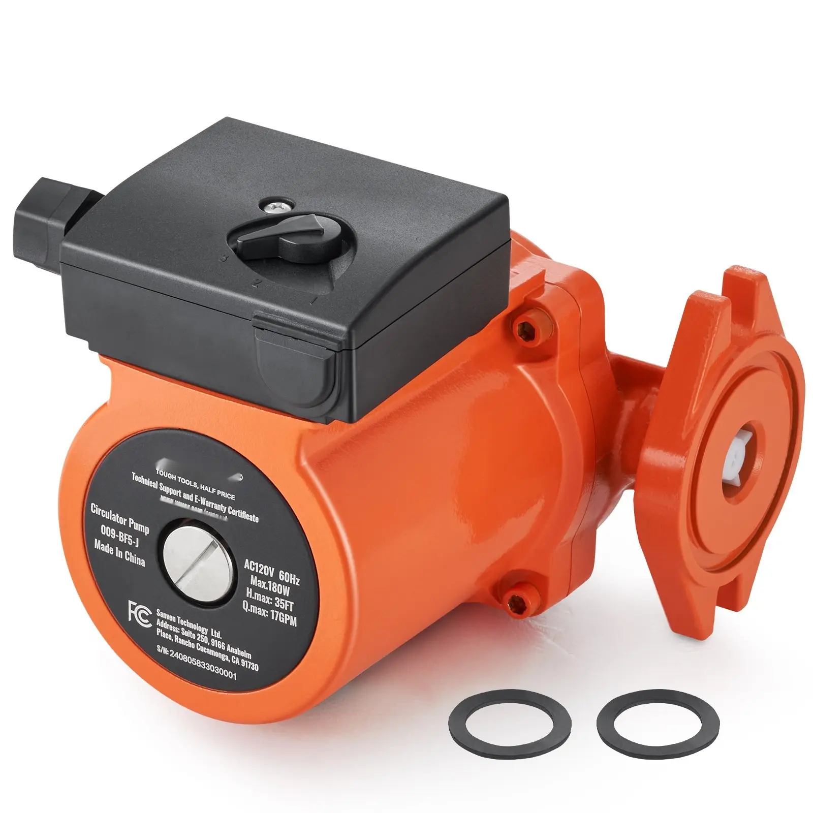 009-BF5-J Hot Water Circulation Pump 110V 180W 17 GPM Recirculating Pump For Residential Home Plumbing Systems, Quiet Operation, Energy Efficient Domestic Hot Water Circulation Solution, Durable Pump