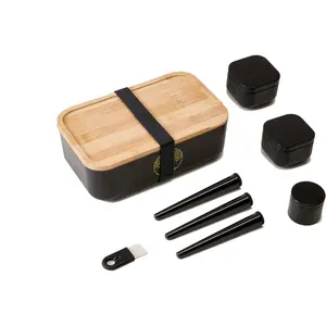 Stash Box with rolling tray - Air-Tight Storage Stash Box with Bamboo Tray - Portable Decorative Box for Herbs (8inch)