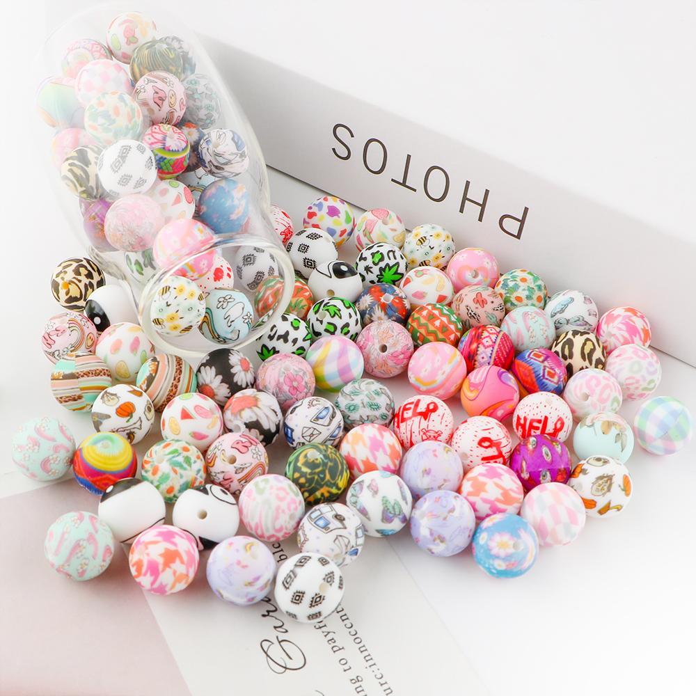 15mm Silicone Beads Kit, Bead Set, 20pcs/box DIY Galaxy Beads for Bracelet Necklace Earrings, DIY Jewelry Making Supplies for Women & Teenager, Acrylic Bead Mix Bead Assortment