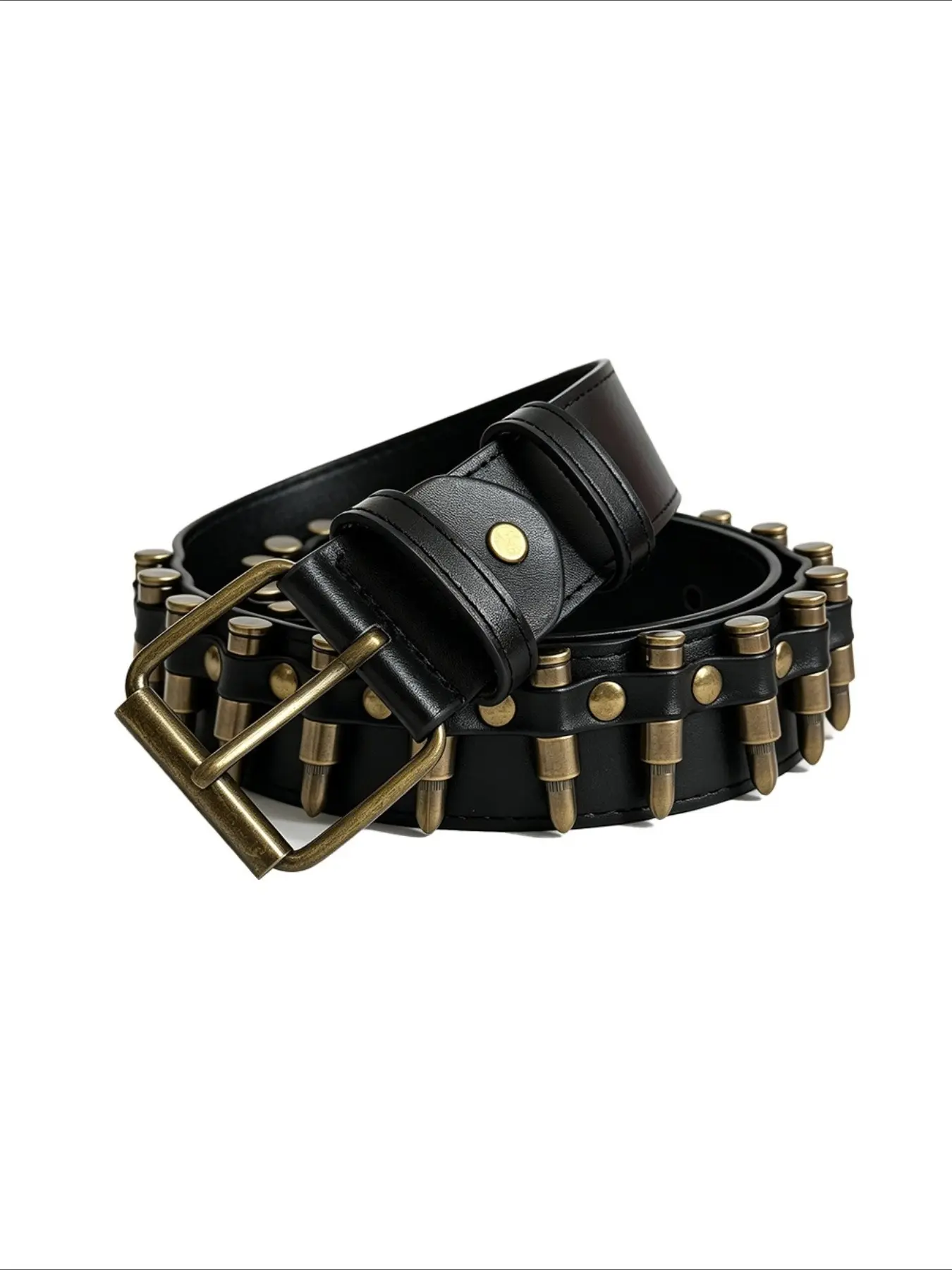 Hot Selling Retro Punk Bullet Head PU Leather Belt For Women Y2K Grunge Style Personalized Rivet Decorated Waist Belt Streetwear Fashion Casual Waist Accessory For Girls
