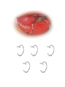 Low Allergy Minimalist Stainless Steel C-Shaped Labret Stud, Multi-Use Body Piercing Kit for Beginners (5 Pieces), Smooth and Hypoallergenic