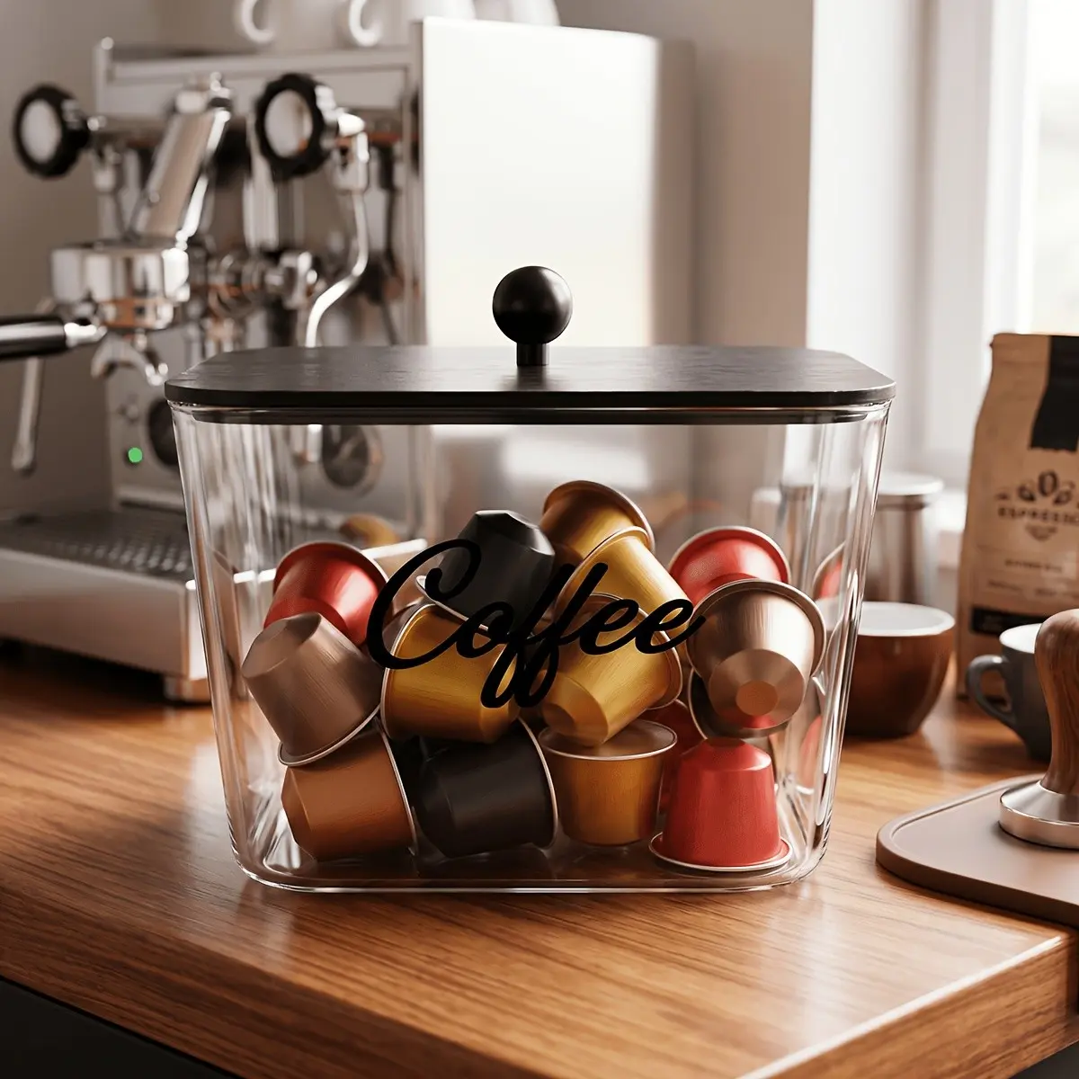 Coffee Pod Holder with Lids Plastic Storage Box K Cup Organizer Large Capacity for Kitchen Countertop, Cafe Bar Organizer, Office Desktop