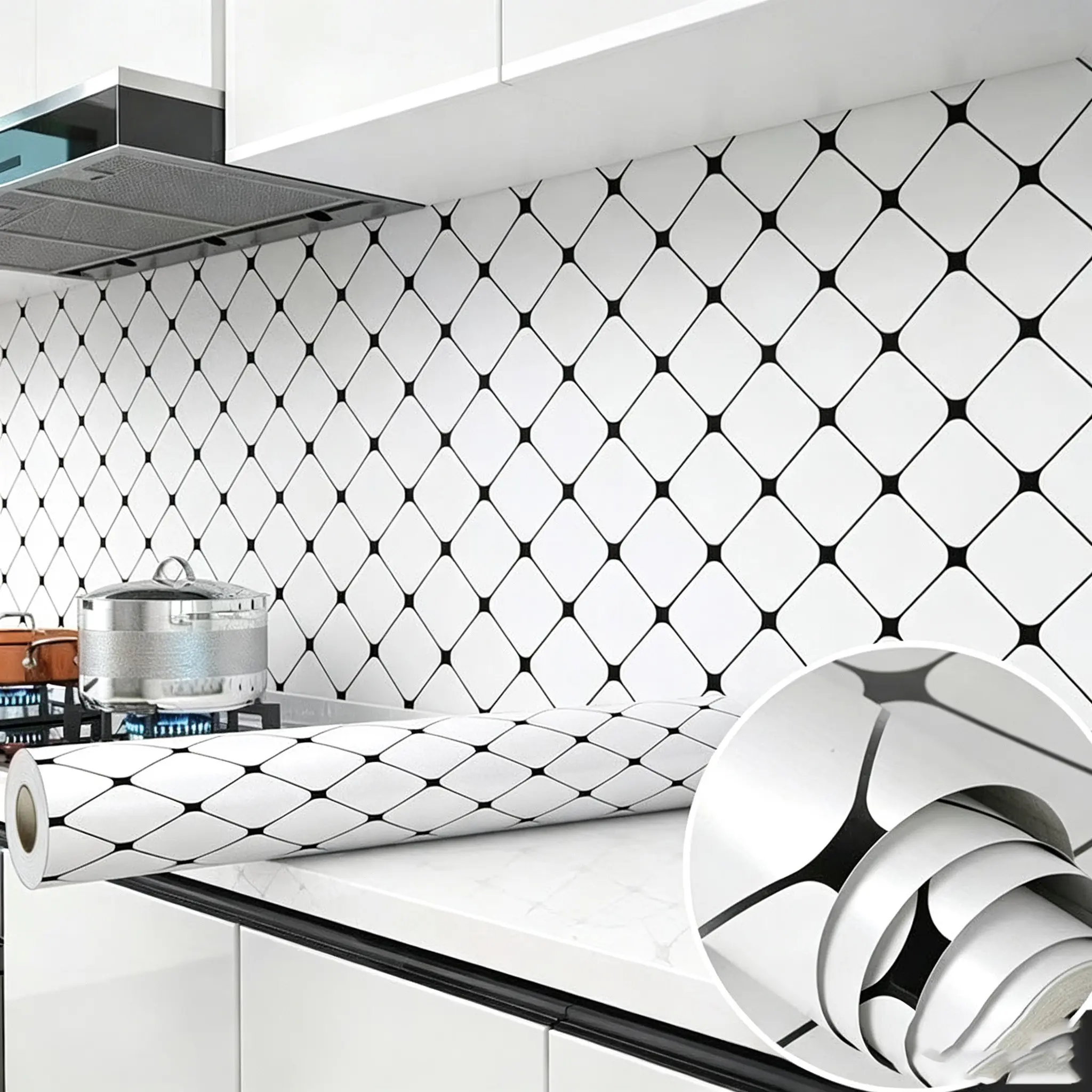 1pc Kitchen Oil-Resistant Wallpaper, Waterproof Self-Adhesive Cabinet Stove Fireproof High-Temperature Wall Paper, Aluminum Foil Wallpaper