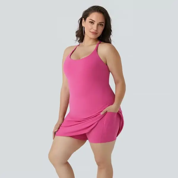 2025 Cross-border Amazon anti-light sports dress lined shorts with removable chest pads and pockets