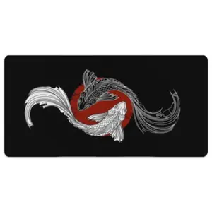 1pc Yin Yang Koi Fish Sun Pattern Fluffy Minimalist Area Rug, Decorative Rug, Polyester 100% Flannel Carpet, Non-Slip Rectangle Floor Mat for Living Room, Bedroom, Kitchen, Office, Entryway, Bedside Rug | Washable, Carpet Mats for Holiday Home Decor Gift
