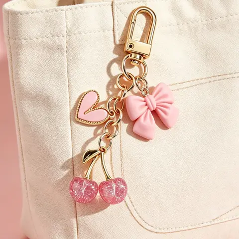 Cute Cherry Design Bag Charm, Fashionable Bag Keychain for Women & Girls, Trendy All-match & Exquisite Bag Charm for Birthday Gift, Purse Accessories, Charms For Bags