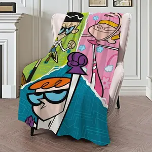 Cartoon Animation D Dexters Lab Microfiber Blanket For Sofa Bed Room Office Travel Home Gift Soft Cozy Throw