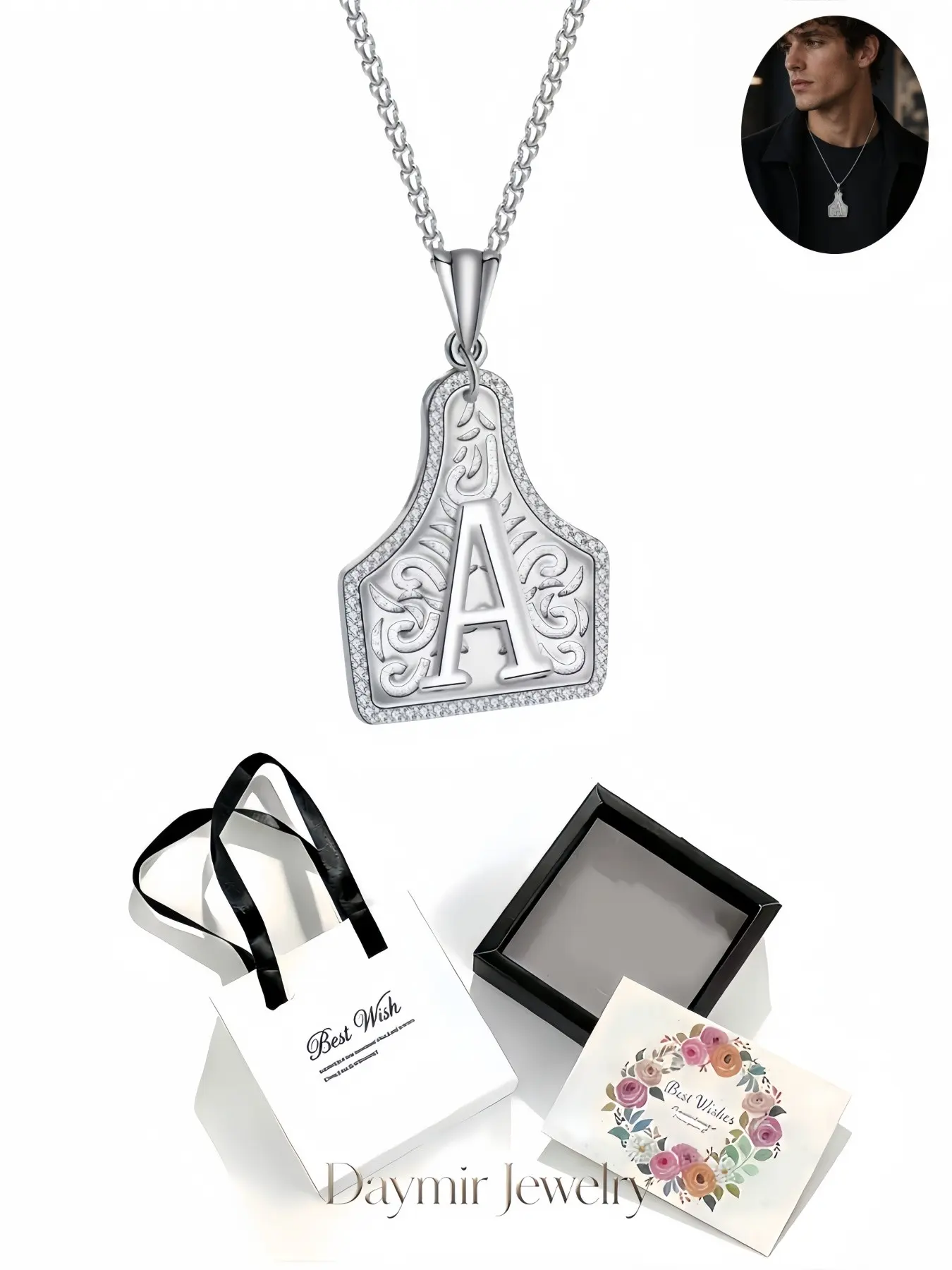 Custom Name Diamond Letter A Pendant Sparkling 26-letter gem necklace for men and women. Comes with an exquisite drawer jewelry box, ideal gifts for birthdays, Mother's Day, Valentine’s Day, Christmas and anniversaries.